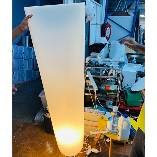 White Thin Column Floor Lamp In Good Condition