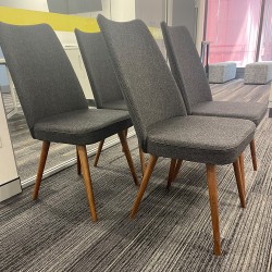 Upholstered Dining Chair, Cafe Chair In Grey In Good Condition