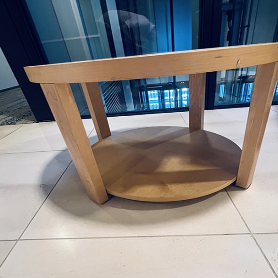 Modern Walnut Round Coffee Table