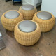 Ottoman Seating Made From Wooden Bamboo Sticks In Good Condition 