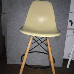 Charles and Ray Eames Eiffel Molded Plastic Counter Stool with Dowel Legs