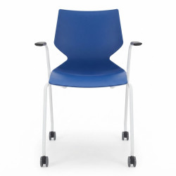 Konfurb Fly 4 Sled Base Chair White shell/White Powder Coat Frame