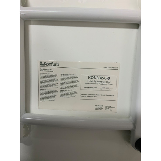 Konfurb Fly 4 Sled Base Chair White shell/White Powder Coat Frame