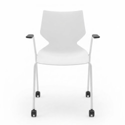 Konfurb Fly 4 Sled Base Chair White shell/White Powder Coat Frame