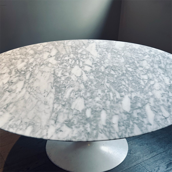 Vintage Carrara Marble Oval Dining Table by Knoll