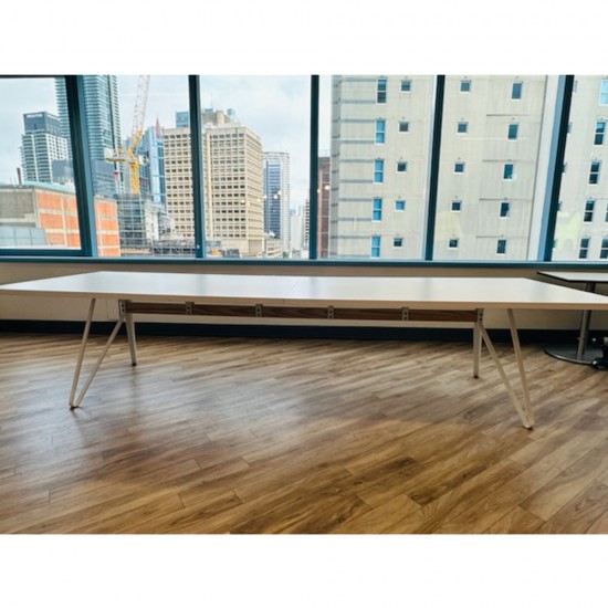 Boardroom Table with Metal Base In Good Condition